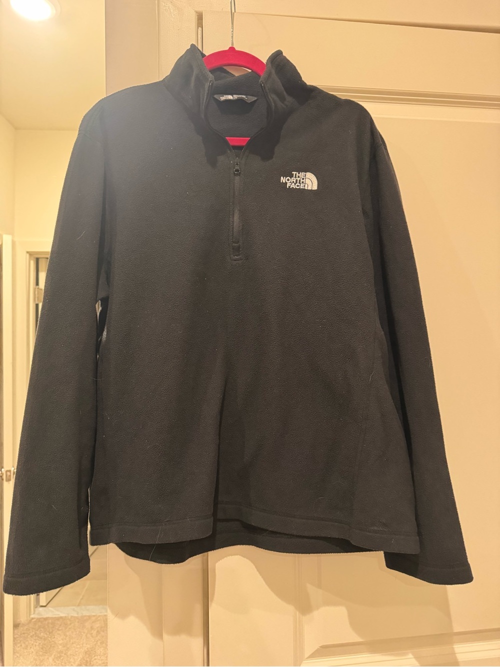 The North Face Black Fleece Half-Zip Pullover with Red Accents